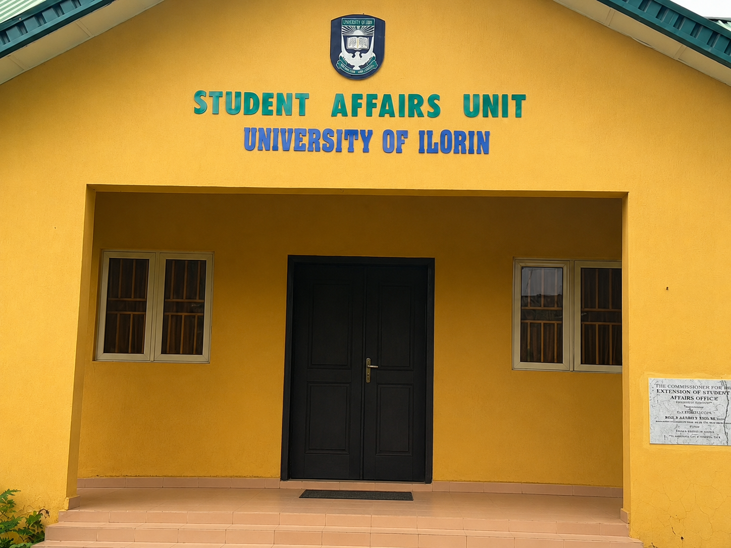 The entrance to the Student Affairs Unit at the University of Ilorin